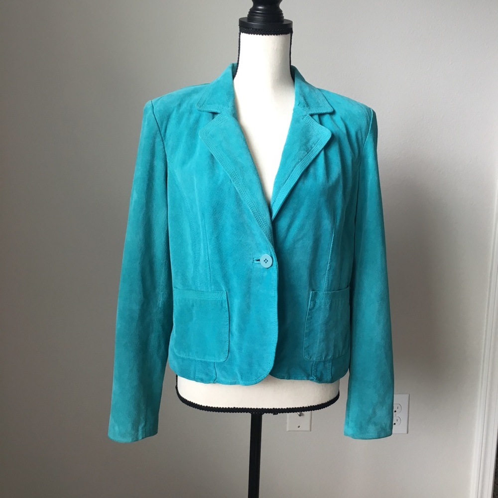 Alfani Turquoise Suede Jacket Blazer size M